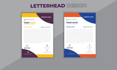 Business letterhead design Corporate letterhead design. Template vector illustration template in A4 size modern Graphic design layout with round graphic elements 8.27x11.69, a4 size.