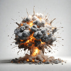 White background, exploding bomb ball. Generative Ai