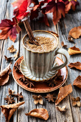 Seasonal autumn concept with  hot drink