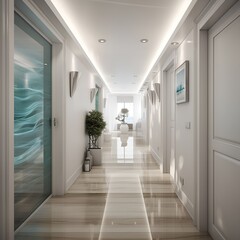 Small corridor design utilizing water 