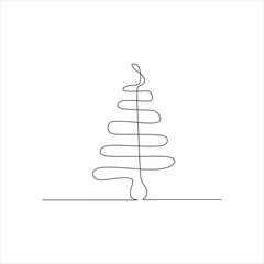 continuous line art of christmas tree