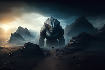 A giant rock elemental creature - Generative AI