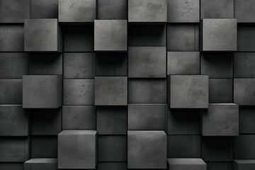 Modern, sleek wall backdrop with tiled squares. Concrete, 3D block wallpaper. 3D rendition. Generative AI