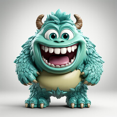 Fototapeta premium Green monster cartoon character 3d illustration, generative ai