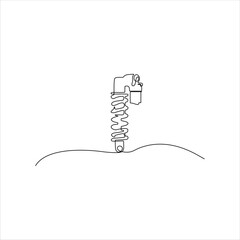 Continuous line art of a motorbike shock