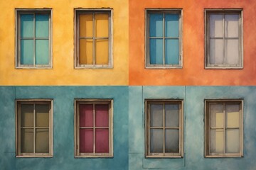 A collage with four windows in various colors. Generative AI