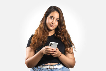 Arabic. girl posing in the studio, white background