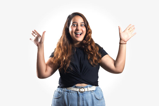 Arabic. girl posing in the studio, white background