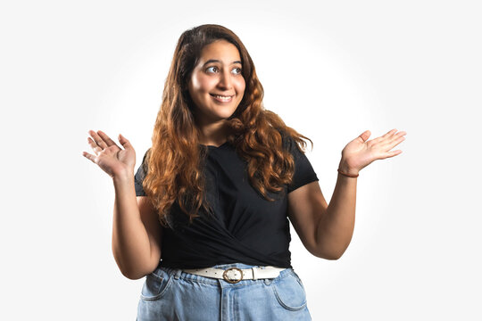 Arabic. girl posing in the studio, white background