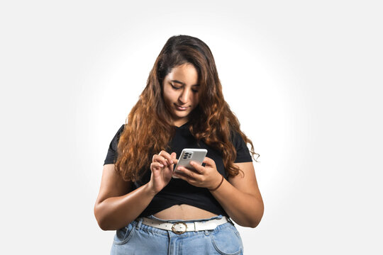 Arabic. girl posing in the studio, white background