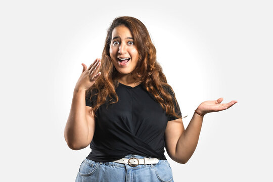Arabic. girl posing in the studio, white background