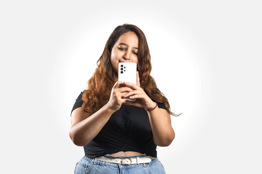 Arabic. girl posing in the studio, white background