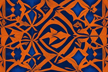 Symmetrical blue and orange natural pattern styles - AI Generative - obrazy, fototapety, plakaty