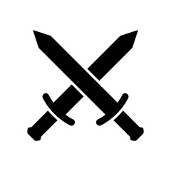 Crossed swords icon. Black silhouette. Front side view. Vector simple flat graphic illustration. Isolated object on a white background. Isolate.