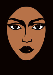 Woman face. Vector drawing icon