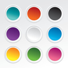 Big white button. Vector drawing