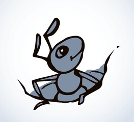 Ants in the anthill. Vector drawing