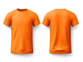 plain orange t-shirt mockup design. front and back view. generative ai