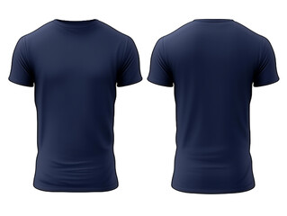plain navy t-shirt mockup design. front and back view. generative ai