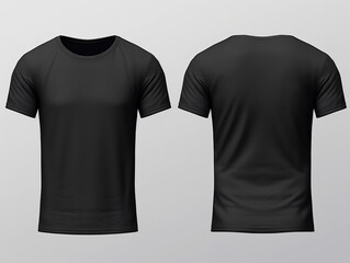 plain black t-shirt mockup design. front and back view. generative ai