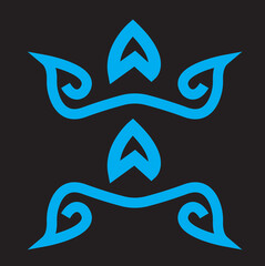 Creative abstract linear blue logo icon geometric floral crown pattern for your company, beauty salon 