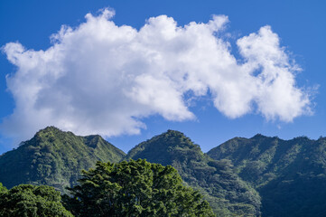 Cumulus Clouds Above the Koolau Mountains on the Island of Oahu.