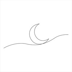 continuous line art of crescent moon © Suryati