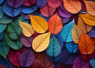 Stunning leaves in autumn background with vibrant colors