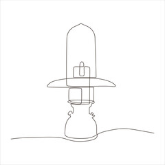 Continuous line art of an oil lamp