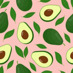 Gardinen Küche Muster  Avocado and leaves vector seamless pattern  © DELYRICA