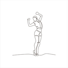 Continuous line art of woman exercising