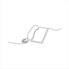 Obraz premium Continuous line art of a landline telephone