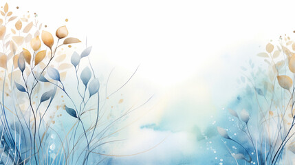 banner with autumn ornaments in blue and beige tones, with space for text