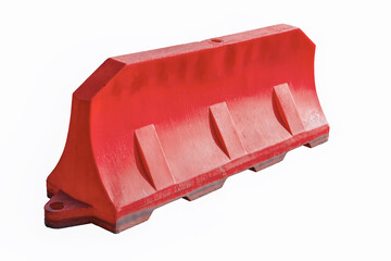 ROAD BARRIER WATER FILLING, PLASTIC red color isolate on a white background.
