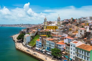 Fototapeta na wymiar Panoramic view of Salvador, Brazil. Generative AI
