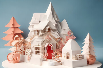 christmas winter house ai generated background