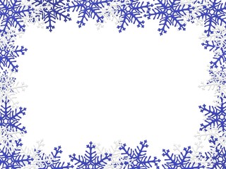 Blue and white snowflakes Christmas New Year border