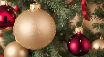 Obraz na płótnie Canvas christmas balls tree decoration, bokeh circles from reflecting light on a glass ground