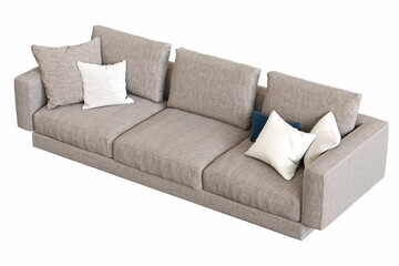 sofa isolated on white background, interior furniture, 3D illustration, cg render