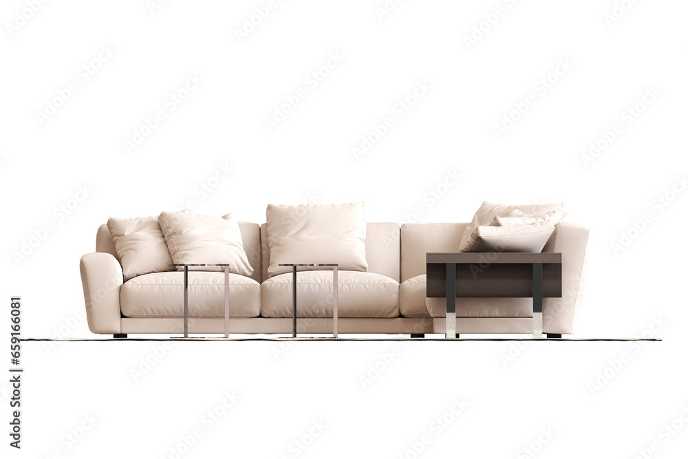 Wall mural sofa isolate on a transparent background, interior furniture, 3D illustration, cg render
