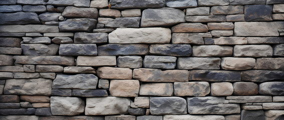 Fototapeta premium Stone wall texture background - grey stone siding