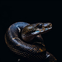 close-up portrait of a snake's face in detail, generative ai