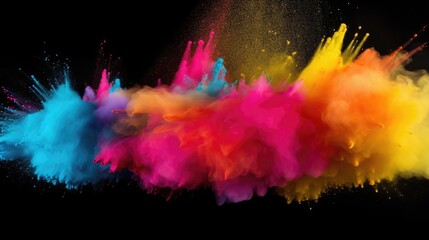 Explosion of colored powder on black background 