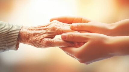 Helping hands care for the elderly concept 