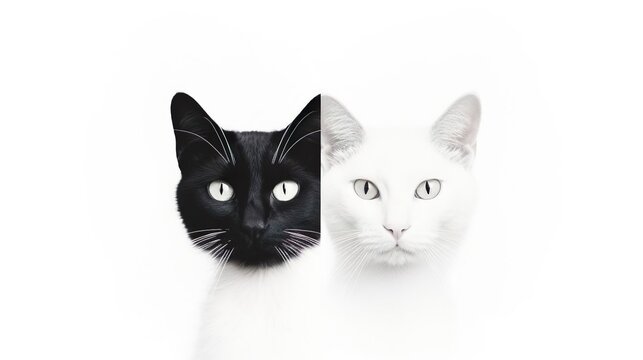 Cats half heads on a white background