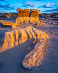 Bisti De Na Zin Wilderness and badlands in New Mexico, America, USA.