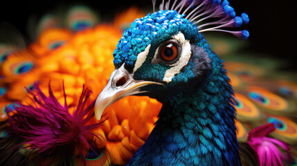 close up of beautiful peacock