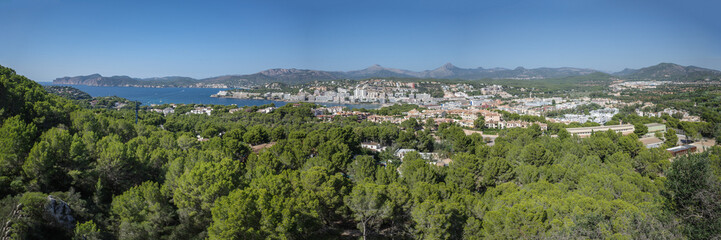 Fototapeta na wymiar Mallorca, Spain - 8 Oct, 2023: Views of Santa Ponsa from Puig de sa Morisca archaeological site