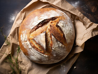 Artisan sourdough bread with crispy crust - obrazy, fototapety, plakaty