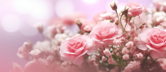 Summer delicate blooming pink roses,pastel background